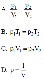 Hệ thức nào sau đây diễn tả đúng định luật Boyle? (ảnh 1)