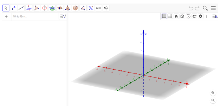 a) Sử dụng phần mềm GeoGebra để biểu diễn các điểm M(−2; −4; −5), N(3; 5; 0), P(0; 0; −2). (ảnh 1)