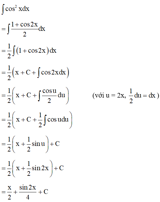 Tìm nguyên hàm của hàm số f(x) = cos^2x (ảnh 1)