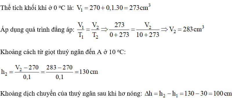 Một mô hình áp kế khí (Hình 6P.1) gồm một bình cầu thuỷ tinh có thể tích 270 cm3 gắn với một ống nhỏ AB  (ảnh 2)