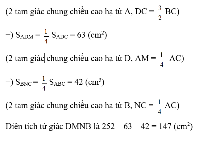 Cho tam giác ABC có AM = NC = 1/4 AC; AI = IB; kéo dài MI cắt BC kéo (ảnh 2)