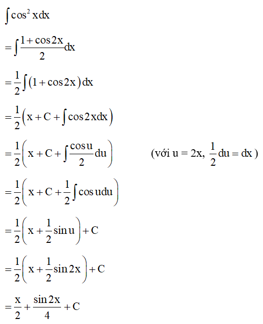 Tìm nguyên hàm của hàm số f(x) = cos^2x (ảnh 1)