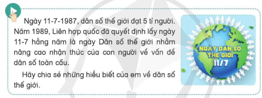 Ngày 11-7-1987, dân số thế giới đạt 5 tỉ người. Năm 1989, Liên hợp quốc đã quyết định lấy ngày 11-7 hằng năm là ngày Dân số thế giới nhằm nâng cao nhận thức của con người về vấn đề dân số toàn cầu. (ảnh 1)