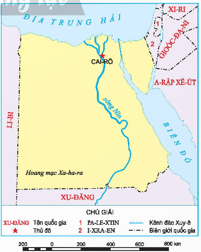 Đọc thông tin và quan sát hình 2, em hãy xác định vị trí địa lí của nước Ai Cập hiện nay. (ảnh 1)