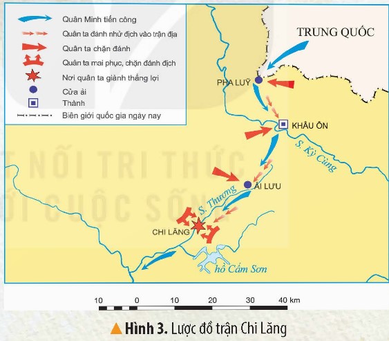 Đọc câu chuyện và quan sát hình 3, hãy kể lại chiến thắng Chi Lăng. (ảnh 1)