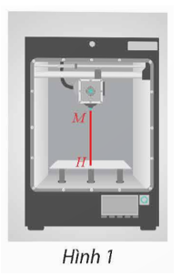 Phần mềm điều khiển máy in 3D cho biết đầu in phun của máy đang đặt tại điểm M(3; 4; 24) (đơn vị: cm). Tính khoảng cách từ đầu in đến khay đặt vật in có phương trình z – 4 = 0.   (ảnh 1)