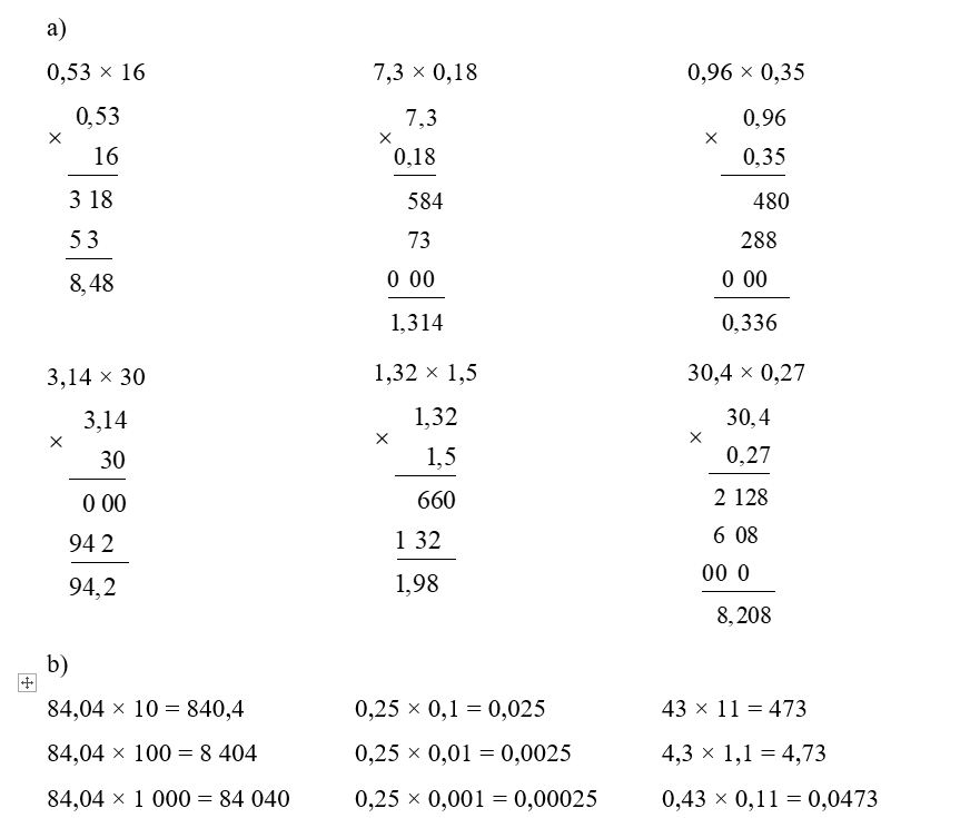 Đặt tính rồi tính  0,53 × 16 (ảnh 1)