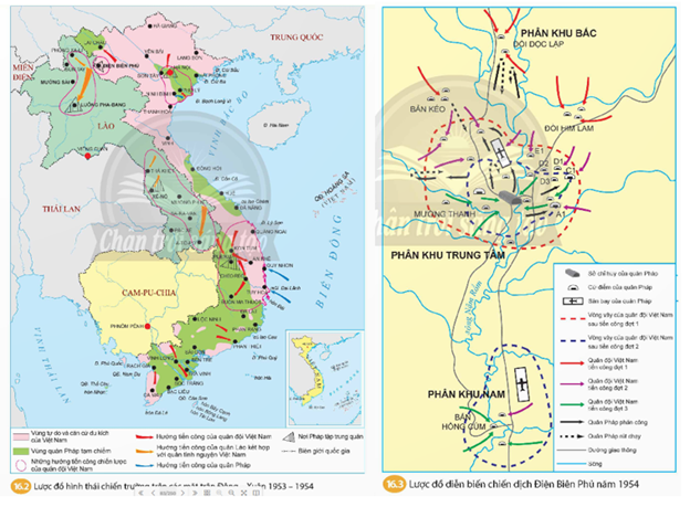 - Dựa vào lược đồ 16.2, 16.3 và thông tin trong bài, hãy mô tả chiến thắng của quân dân Việt Nam trong cuộc Tiến công chiến lược Đông-Xuân 1953-1954 và chiến dịch lịch sử Điện Biên Phủ năm 1954.  (ảnh 1)