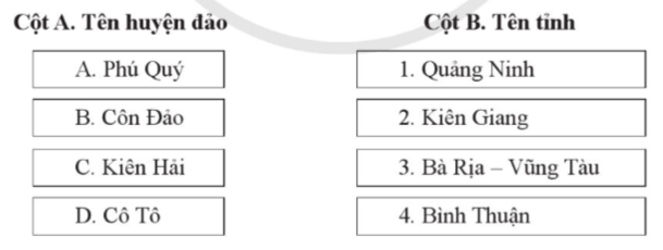 Nối ý ở cột A với ý ở cột B sao cho đúng. (ảnh 1)