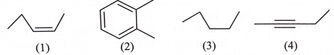 Cho các hydrocarbon có công thức cấu tạo sau: Tên nào không đúng với một trong các hydrocarbon trên? (ảnh 1)