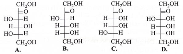 Công thức cấu tạo nào sau đây ứng với fructose ở dạng mạch hở? (ảnh 1)