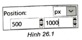 Khi sử dụng công cụ chọn Rectangle Select Tool, giá trị trong hai ô thuộc phần Position là 500 và 1000 như trong Hình 26.1 có tác dụng gì?   (ảnh 1)