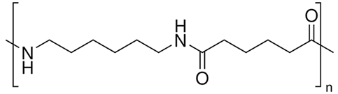 Tơ nilon-6,6 dùng để dệt vải may mặc, vải lót săm lốp xe, dệt bít tất, bện làm dây cáp, dây dù, đan lưới,… Công thức cấu tạo của tơ nilon-6,6 được biểu diễn ở hình dưới đây:     Phát biểu nào sau đây là không đúng khi nói về tơ nilon-6,6? (ảnh 1)