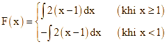 Cho hàm số f(x) = 2|x - 1| gọi F(x) là một (ảnh 1)