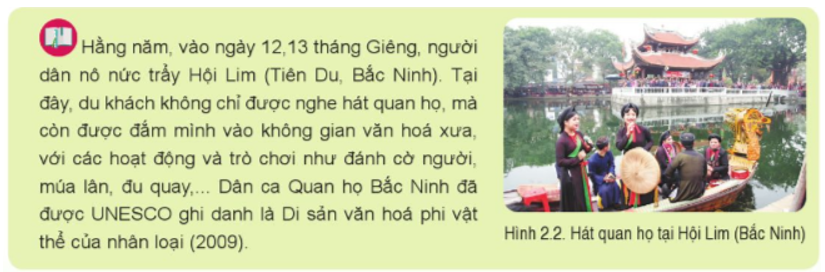 Dựa vào thông tin, tư liệu và quan sát các hình 2.1, 2.2, hãy: - Trình bày nét đặc sắc về văn hoá ở châu thổ sông Hồng. - Vì sao văn minh châu thổ sông Hồng còn được gọi là 