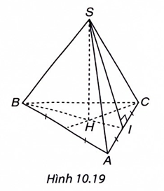 Chọn phương án đúng. Trung đoạn của hình chóp tam giác đều trong Hình 10.19 là: (ảnh 1)