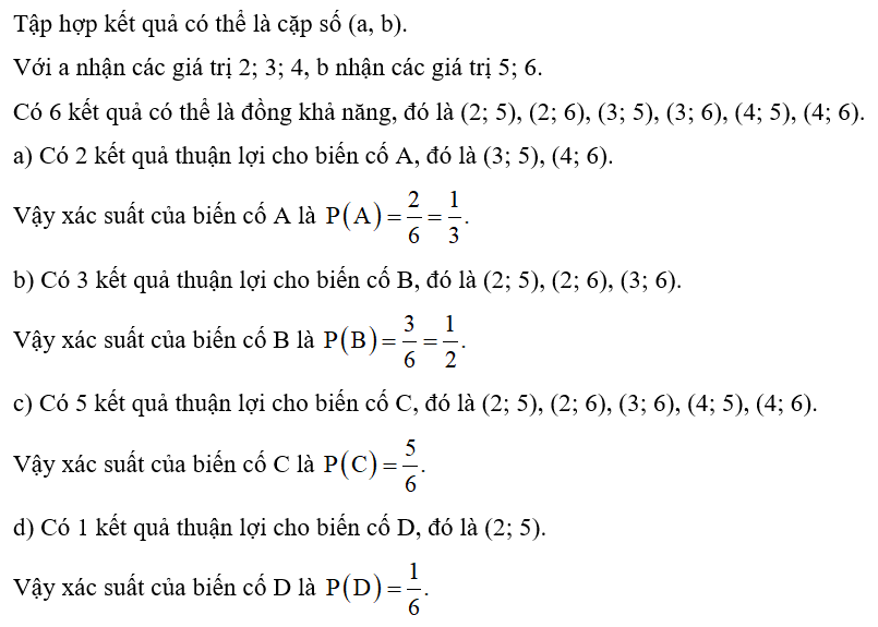 Có hai túi I và II. Túi I đựng 3 tấm thẻ được đánh số 2, 3, 4. Túi II đựng 2 tấm thẻ (ảnh 1)