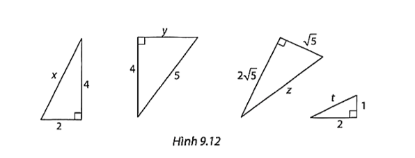 Tính các độ dài x, y, z, t trong Hình 9.12. (ảnh 1)