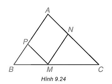 Cho Hình 9.24, biết rằng MN // AB, MP // AC. Hãy liệt kê ba cặp tam giác (ảnh 1)