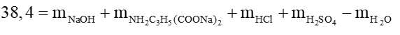 Cho m gam glutamic acid vào dung dịch chứa NaOH dư thu được dung dịch X chứa 23,1 gam chất tan. Cho dung dịch X phản ứng vừa đủ với dung dịch (ảnh 1)