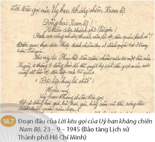 Hãy trình bày những nét chính về cuộc khủng chiến chống thực dân Pháp trở lại xâm lược của nhân dân Nam Bộ. Tinh thần chống Pháp của nhân dân Nam Bộ được thể hiện như thế nào qua tư liệu 14.7? (ảnh 1)