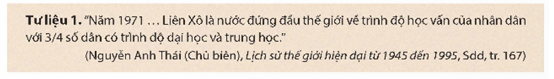 Khai thác tư liệu 1 và thông tin trong mục, trình bày tình hình xã hội và văn hoá của Liên Xô từ năm 1945 đến năm 1991.   (ảnh 1)