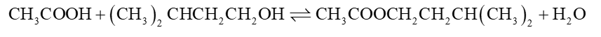 Thành phần chính của tinh dầu chuối là isoamyl acetate. Ester này có thể được tổng hợp từ phản ứng ester hoá giữa acetic acid và alcohol isoamylic, được sản xuất theo phản ứng sau: (ảnh 1)