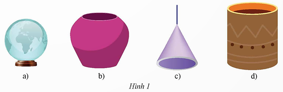 Trong các đồ vật sau, đồ vật nào có hình trụ, hình nón, hình cầu? (ảnh 1)