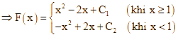 Cho hàm số f(x) = 2|x - 1| gọi F(x) là một (ảnh 2)