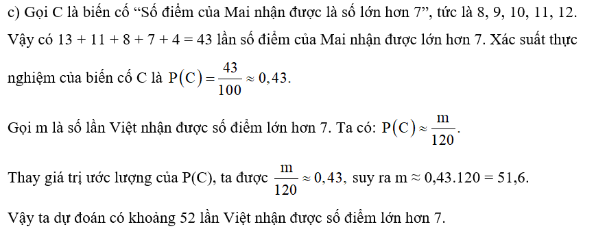 Hai bạn Mai và Việt lần lượt thực hiện việc gieo đồng thời hai con xúc xắc và (ảnh 2)