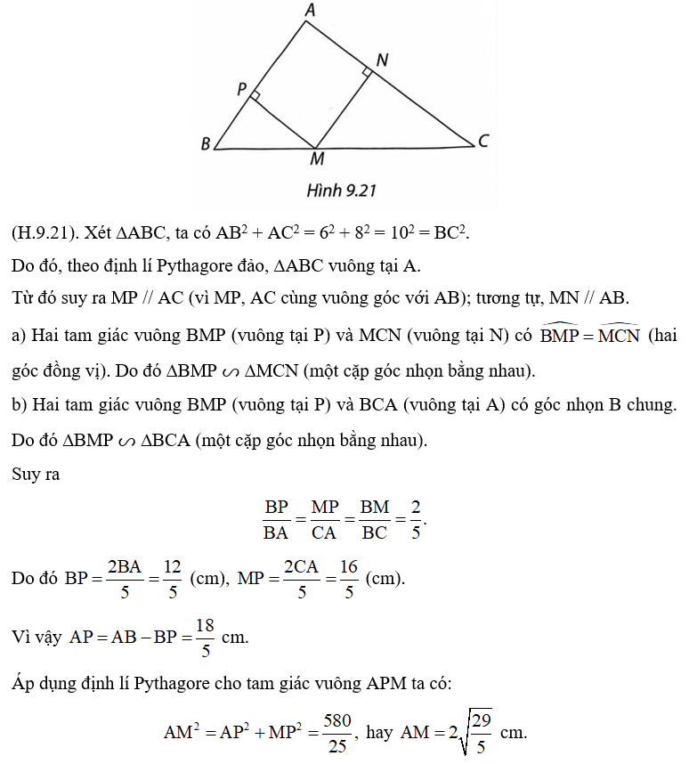 Cho tam giác ABC có AB = 6 cm, AC = 8 cm, BC = 10 cm. Cho điểm M nằm (ảnh 1)