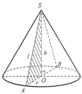 Cắt hình nón \({\rm{S}}\) bởi một mặt phẳng đi qua trục ta được thiết diện là một tam giác vuông cân, cạnh huyền bằng  (ảnh 1)