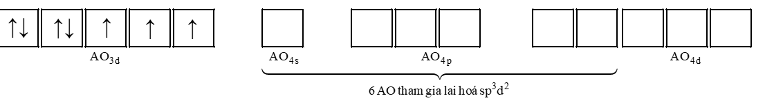 Phức chất [Co(OH2)6]2+ có dạng hình học bát diện. Giải thích sự tạo thành liên kết và vẽ dạng hình học của phức chất này theo thuyết Liên kết hóa trị. (ảnh 1)