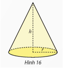 Sử dụng tích phân, tính thể tích khối nón có bán kính đáy r và chiều cao h (Hình 16).   (ảnh 1)