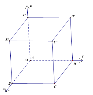 Trong không gian Oxyz, cho hình hộp chữ nhật ABCD.A'B'C'D'. Cho biết A(0; 0; 0), B(1; 0; 0), D(0; 5; 0), A'(0; 0; 3). Tính góc giữa: a) hai đường thẳng AC và BA'; b) hai mặt phẳng (BB'D'D) và (AA'C'C); c) đường thẳng AC' và mặt phẳng (A'BD). (ảnh 1)