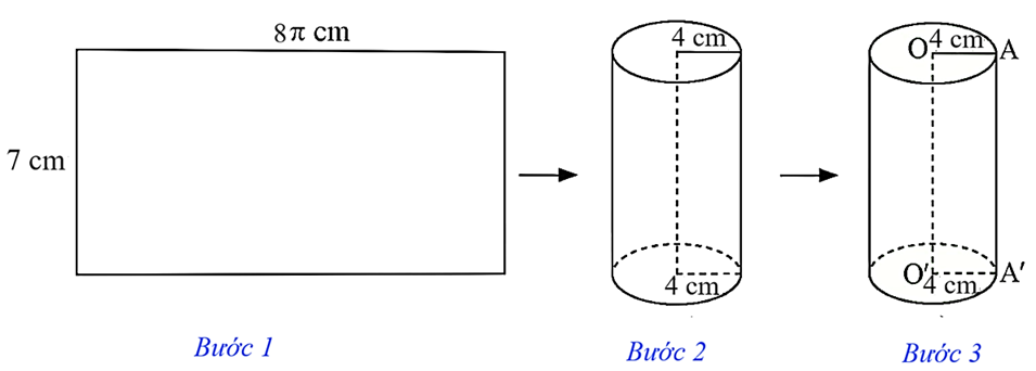 Tạo lập hình trụ có bán kính đáy 4 cm, chiều cao 7 cm. (ảnh 1)