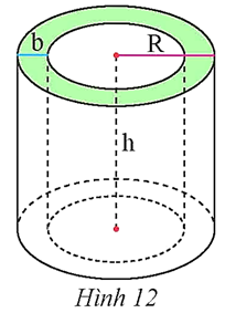 Một bể nước hình trụ có bán kính R = 1,2 m (tính từ tâm bể đến mép ngoài), bề dày của thành bể là b = 0,05 m, chiều cao lòng bể là h = 1,6 m  (ảnh 1)