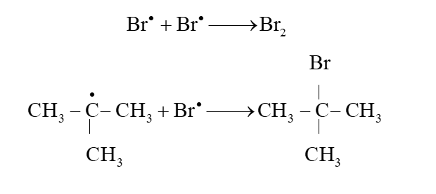 Viết phương trình hoá học của phản ứng xảy ra khi cho 2 – methylpropane tác dụng với bromine trong điều kiện chiếu sáng tạo thành sản phẩm 2 – bromo – 2 – methylpropane. Giải thích bằng cơ chế phản ứng. (ảnh 4)