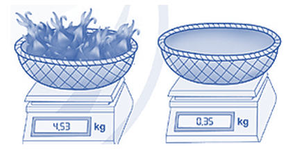 Rổ thanh long cân nặng 4,53 kg, biết rằng chiếc rổ khi không có thanh (ảnh 1)