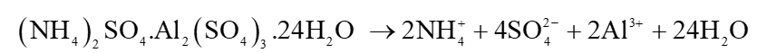 Viết các phương trình hoá học của quá trình thuỷ phân diễn ra khi cho phèn nhôm – ammonium vào nước. (ảnh 1)