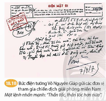 - Hãy trình bày nét chính về cuộc Tổng tiến công và nổi dậy Xuân 1975.  - Đọc tư liệu 18.18, em có đồng ý với nhận định “Sài Gòn đầu hàng với tiếng thở phào nhẹ nhõm”? Hãy giải thích. (ảnh 1)