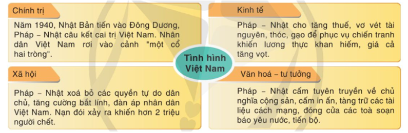 Nêu tình hình Việt Nam dưới ách thống trị của Pháp - Nhật.   (ảnh 1)