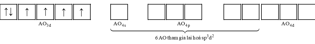 Thực nghiệm xác nhận phức chất [FeF6]4- có dạng hình học bát diện. Giải thích sự tạo thành liên kết và mô tả cấu tạo phức chất này theo thuyết Liên kết hóa trị. (ảnh 1)