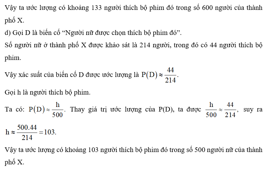 Bảng sau đây thống kê kết quả khảo sát số người thích một bộ phim mới tại 5 quận A, B, C, D, E (ảnh 2)