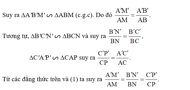 Cho AM, BN, CP là các đường trung tuyến của tam giác ABC. Cho A'M', (ảnh 2)