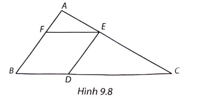 Cho các điểm A, B, C, D, E, F như Hình 9.8. Biết rằng DE // AB, EF (ảnh 1)