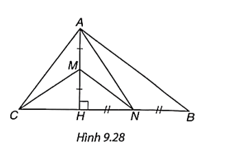 Cho tam giác ABC có đường cao AH. Biết AH = 12 cm, CH = 9 cm, BH = 16 cm.  (ảnh 1)