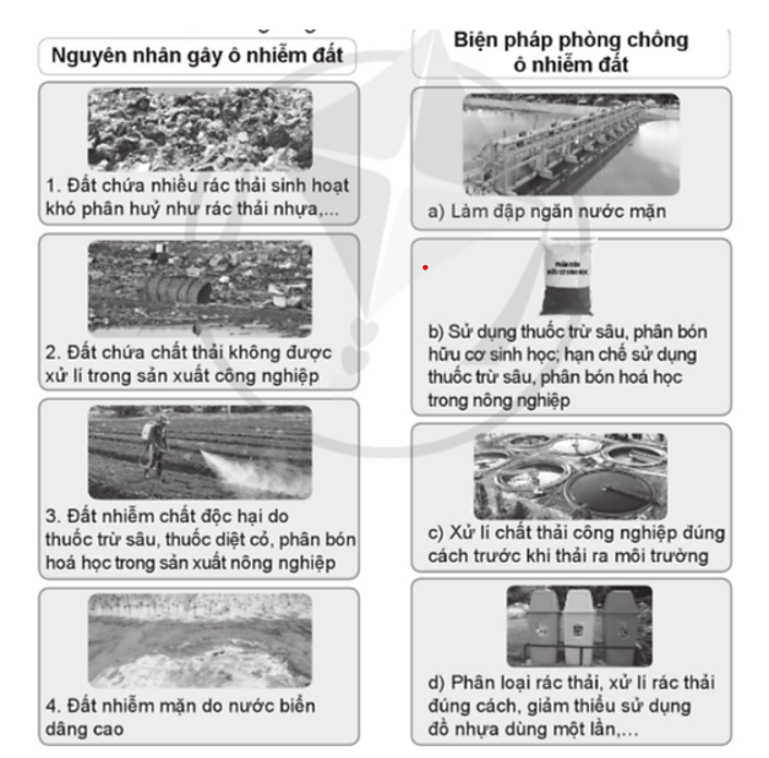 Nối nguyên nhân gây ô nhiễm đất và biện pháp phòng chống ô nhiễm đất tương ứng. (ảnh 1)