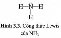 Phân tử NH3 có công thức Lewis như Hình 3.3. Số lượng cặp electron dùng chung và cặp electron hoá trị riêng của nguyên tử N là (ảnh 1)