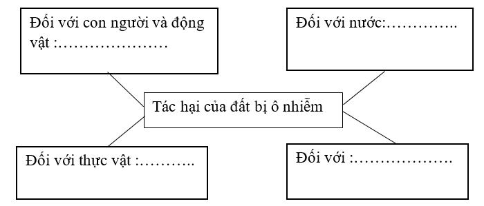 Hoàn thành sơ đồ về tác hại của đất bị ô nhiễm. (ảnh 1)